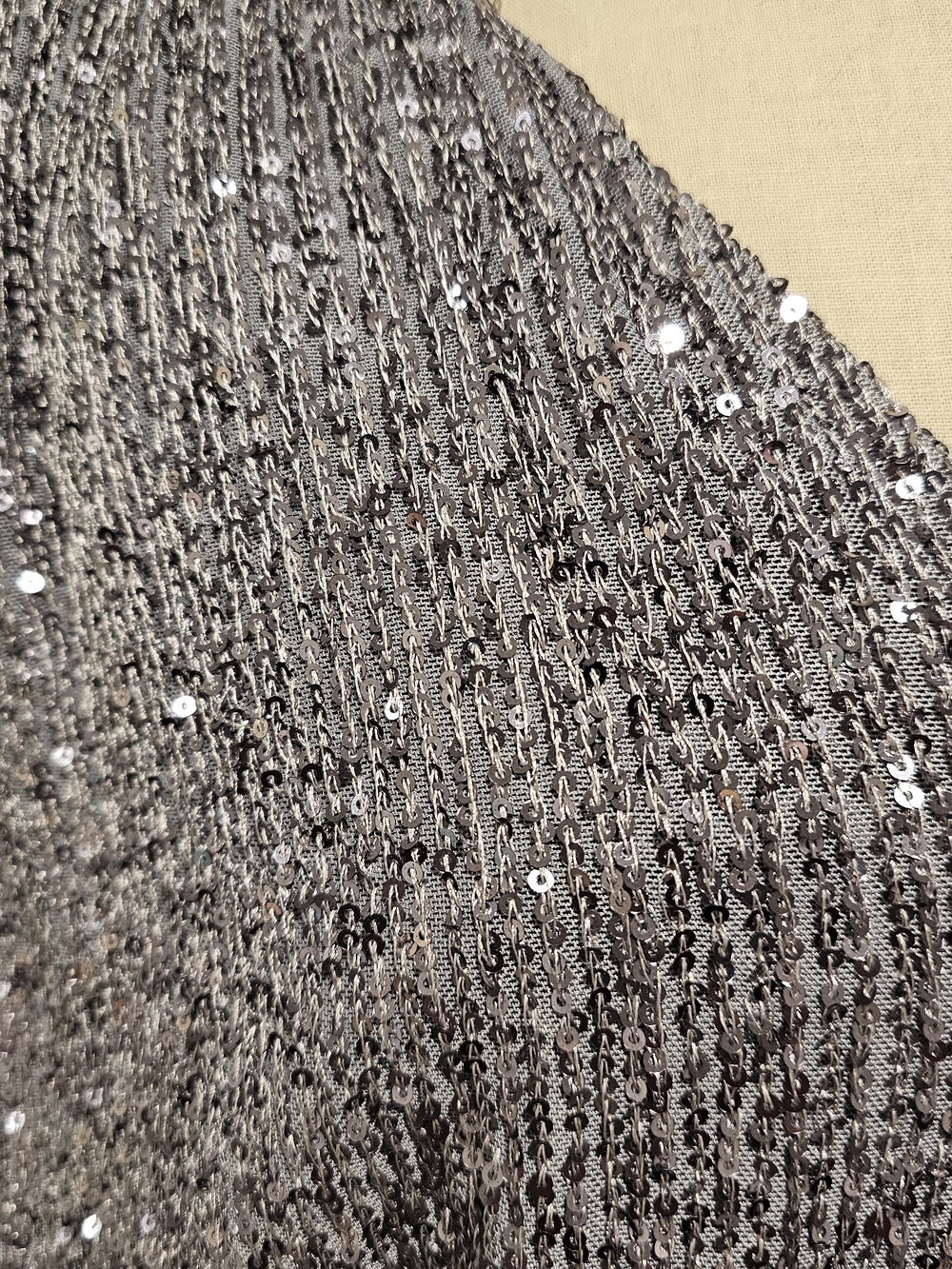 Silver Sequin V-Neck Women's Top - Picture 4 of 7